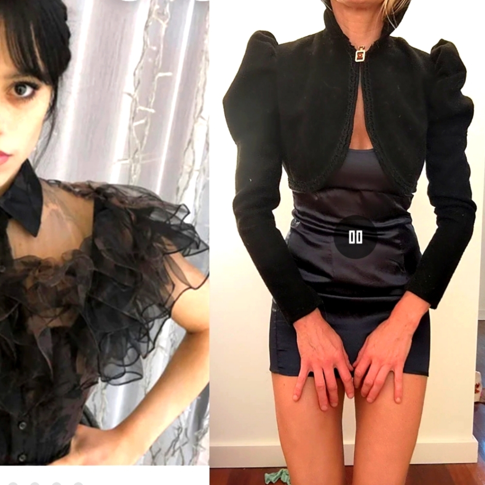 Wednesday addams custom gothic puff sleeve black capelet shrug xs
